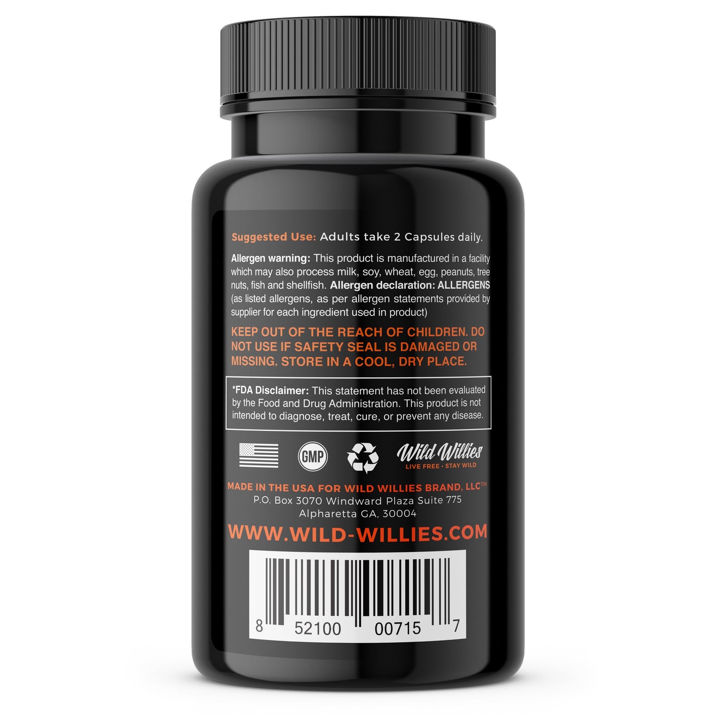 Wild-Willies Beard Growth Supplement Capsules - Back