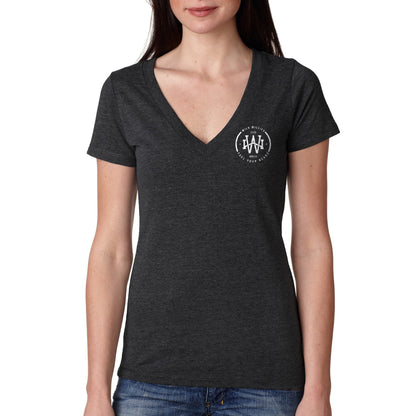 Monogram - Ladies V-Neck T-Shirt Wild-Willies S Vintage Black 