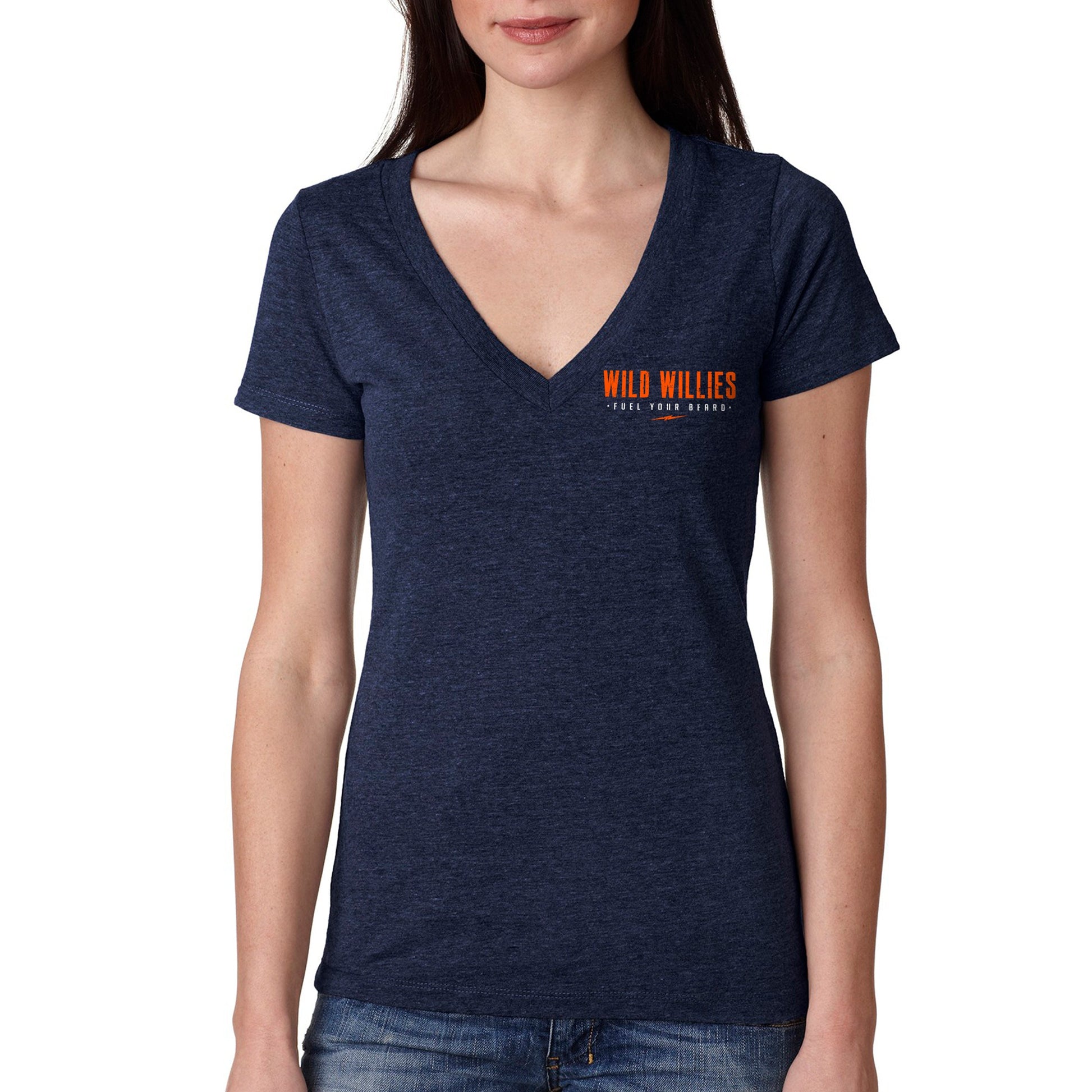 Simple Lightning - Ladies V-Neck T-Shirt Wild-Willies S Vintage Navy 